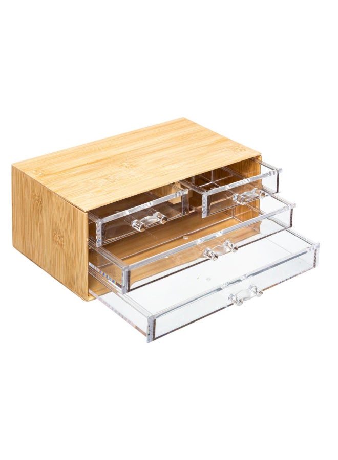 Five Simply Smart Selena 4-Drawer Rectangular Jewelry Box Clear and Brown 10.7 x 15.3 x 23.4 cm 174660 - Image 3