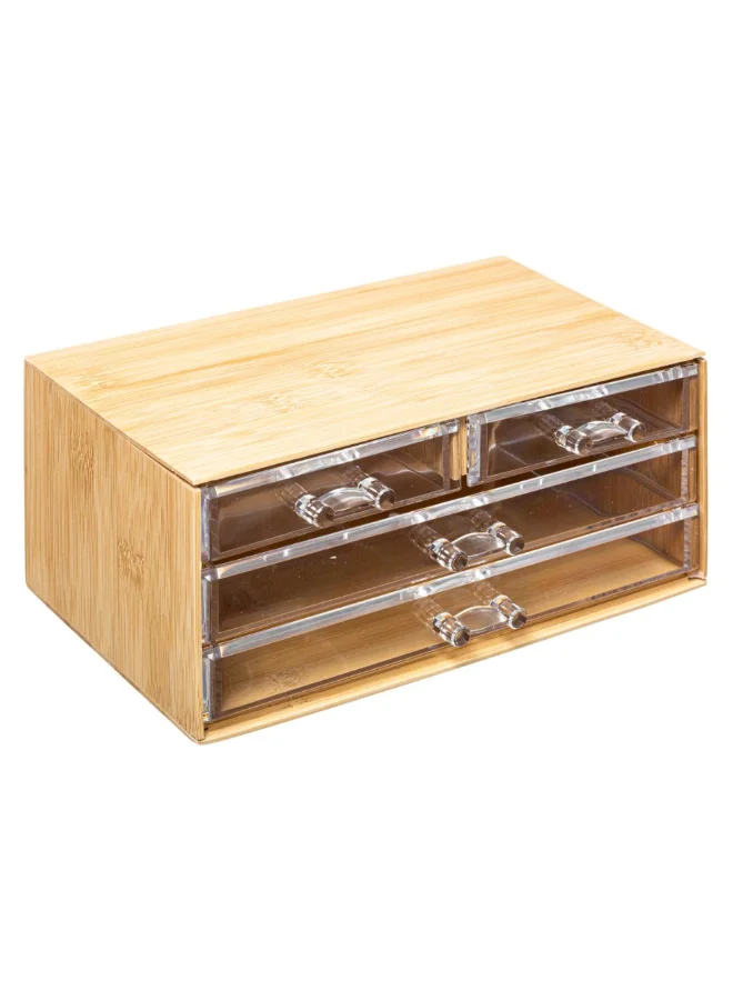 Five Simply Smart Selena 4-Drawer Rectangular Jewelry Box Clear and Brown 10.7 x 15.3 x 23.4 cm 174660