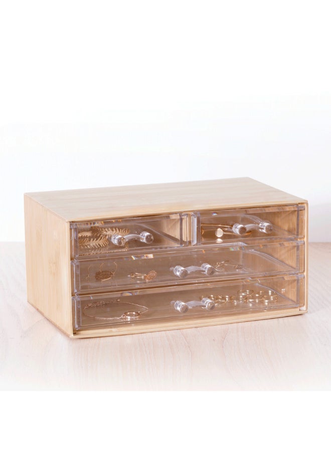 Five Simply Smart Selena 4-Drawer Rectangular Jewelry Box Clear and Brown 10.7 x 15.3 x 23.4 cm 174660 - Image 5
