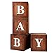 WLMALL Wood Baby Shower Boxes Party Decorations 4 Wood Grain Brown Blocks with Printed BABY Letters Gender Reveal BackdropTeddy Bear Baby Shower Supplies First Birthday Centerpiece Decor - Image 3