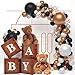 WLMALL Wood Baby Shower Boxes Party Decorations 4 Wood Grain Brown Blocks with Printed BABY Letters Gender Reveal BackdropTeddy Bear Baby Shower Supplies First Birthday Centerpiece Decor - Image 2