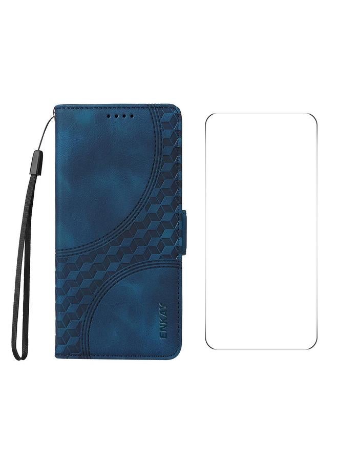 The Bros Case For Redmi K80 Pro Embossed Rhombus Starry Leather Phone Case with Screen Film