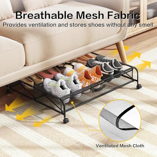 LeArex Under Bed Shoe Storage Organizer,1 Pack Shoe storage with Wheels for Shoe Organizer for Closet Drawer Space Saving for Bedroom - Image 3
