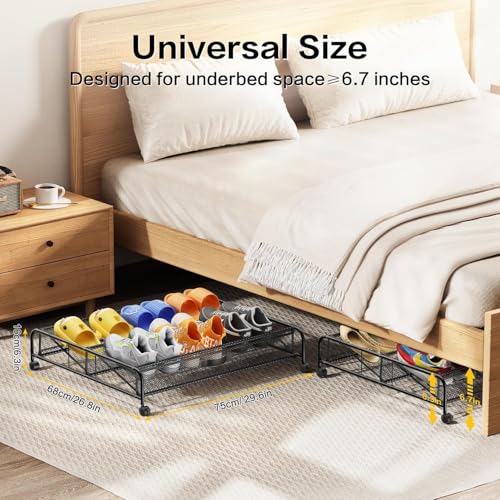 LeArex Under Bed Shoe Storage Organizer,1 Pack Shoe storage with Wheels for Shoe Organizer for Closet Drawer Space Saving for Bedroom - Image 2
