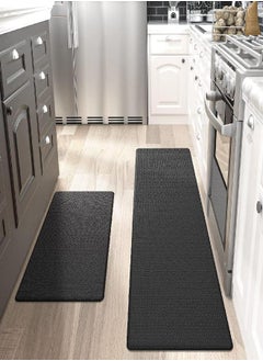 DEXI DEXI Kitchen Rugs and Mats Cushioned Anti Fatigue Comfort Runner Mat for Floor Rug Standing Rugs Set of 2,17"x29"+17"x59", Black  - Image 2