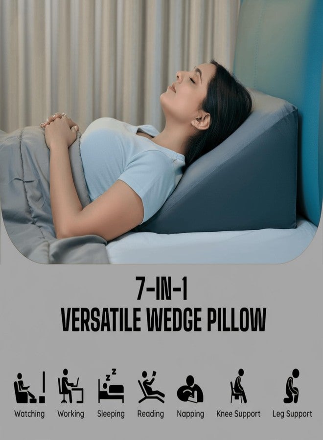 Orthest Wedge Plus Cushion Memory Foam Wedge Pillow for Back Support, GERD, Snoring, Leg Elevation & Pregnancy Comfort | 20 x 20 x 10 Inch | Pack of 2 | Grey - Image 3