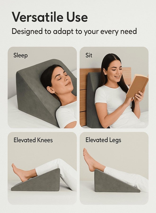 Orthest Wedge Plus Cushion Memory Foam Wedge Pillow for Back Support, GERD, Snoring, Leg Elevation & Pregnancy Comfort | 20 x 20 x 10 Inch | Pack of 2 | Grey - Image 5