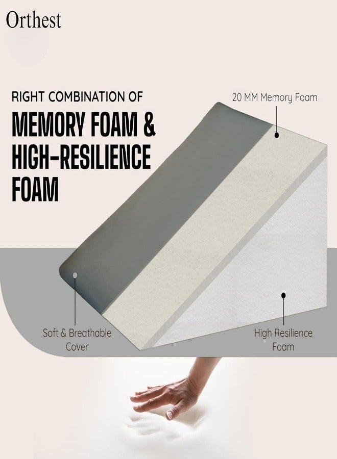 Orthest Wedge Plus Cushion Memory Foam Wedge Pillow for Back Support, GERD, Snoring, Leg Elevation & Pregnancy Comfort | 20 x 20 x 10 Inch | Pack of 2 | Grey - Image 4