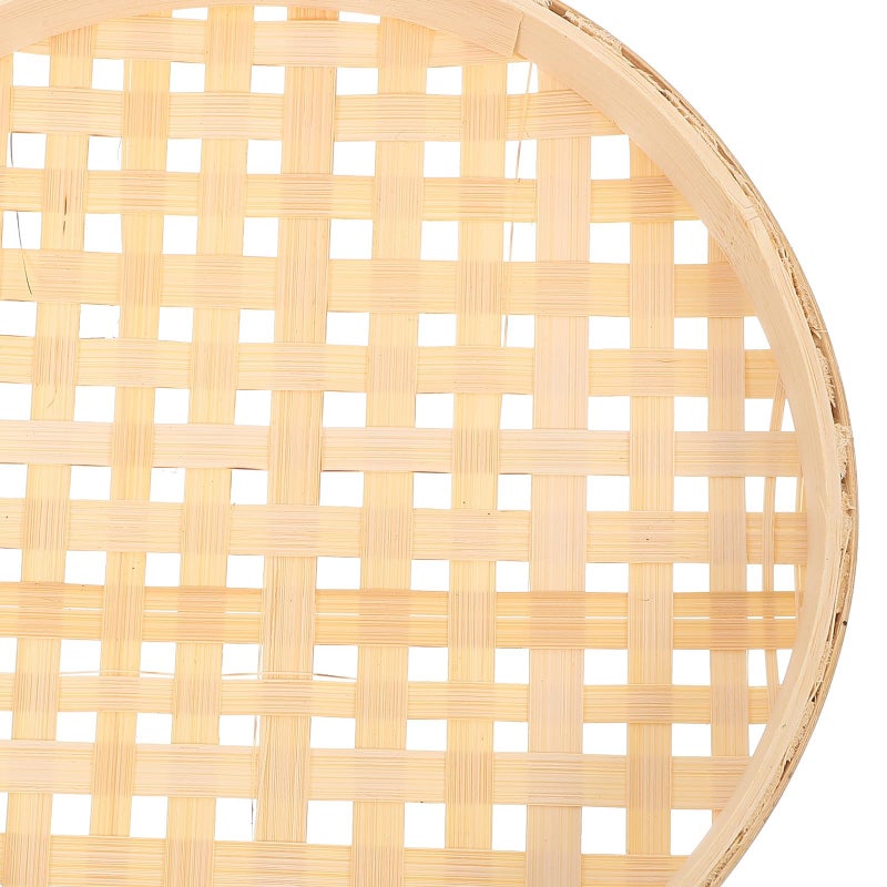 Handwoven Natural Rattan Bread Basket With Cross Hole Design 18cm Kitchen Counter Storage Tray - Image 4
