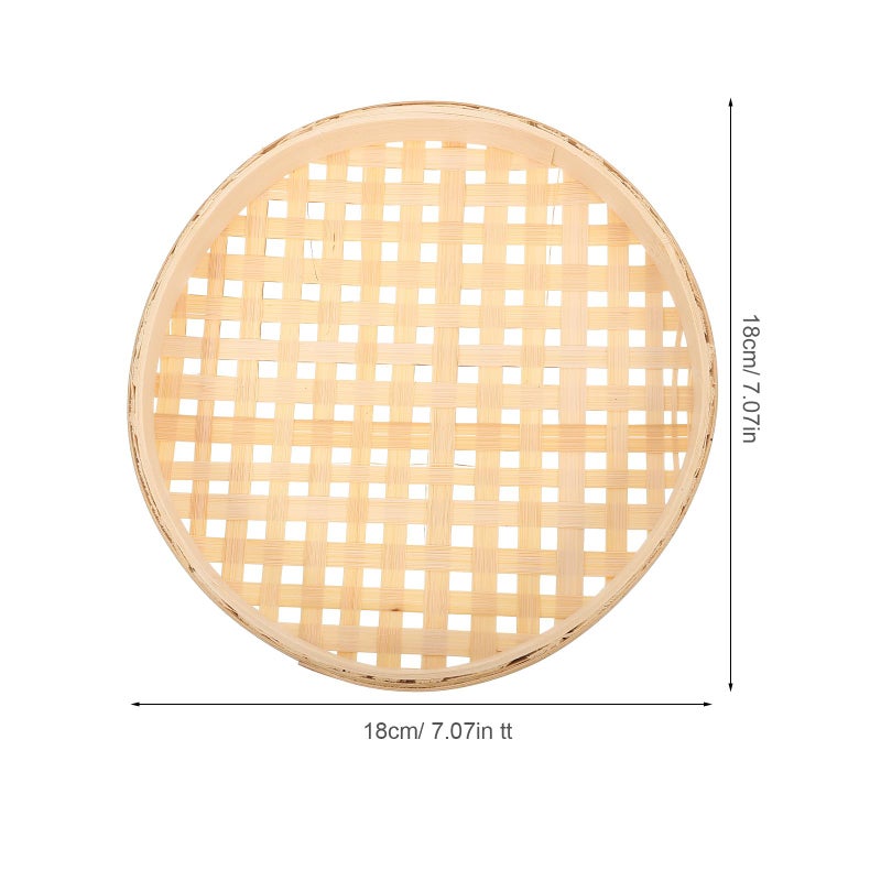 Handwoven Natural Rattan Bread Basket With Cross Hole Design 18cm Kitchen Counter Storage Tray - Image 3