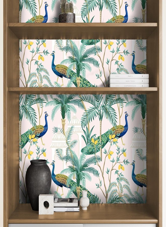 VaryPaper ورق حائط VaryPaper مقاس 17.7 × 315 بوصة بتصميم قصر صيني على شكل طاووس قابل للتقشير واللصق، ورق حائط ذاتي اللصق لغرفة النوم وغرفة المعيشة، بتصميم شجرة نخيل ليمون عتيقة - Image 4