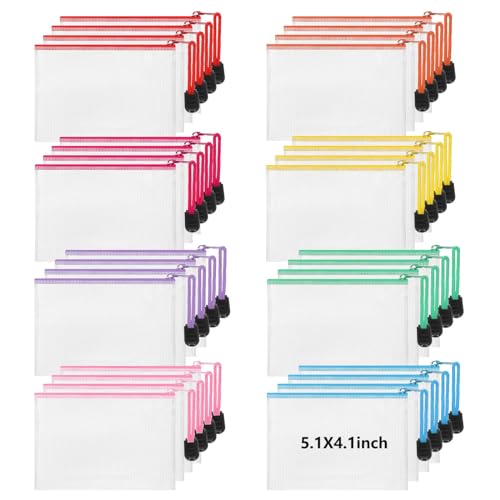 Jetec 32 Pcs Mesh Zipper Bags Toy Storage Bikini Organizer Bag Bolsas Para Guardar Trajes De Bano Waterproof Zipper Reusable Pouch Puzzle Multipurpose for Storage OfficeStylish Color51 x 41 Inch - Image 1