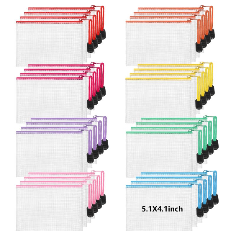 Jetec 32 Pcs Mesh Zipper Bags Toy Storage Bikini Organizer Bag Bolsas Para Guardar Trajes De Bano Waterproof Zipper Reusable Pouch Puzzle Multipurpose for Storage OfficeStylish Color51 x 41 Inch - Image 2