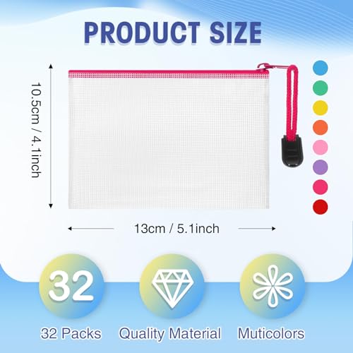 Jetec 32 Pcs Mesh Zipper Bags Toy Storage Bikini Organizer Bag Bolsas Para Guardar Trajes De Bano Waterproof Zipper Reusable Pouch Puzzle Multipurpose for Storage OfficeStylish Color51 x 41 Inch - Image 3