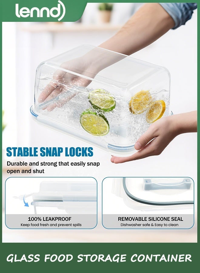 LENND Glass Food Storage Container with Airtight Locking Lid. Ideal Storing food, Vegetables, Fruits. Baking Casserole, Lasagna, Roasting Turkey, Chicken BPA Free Oven Safe - Image 5