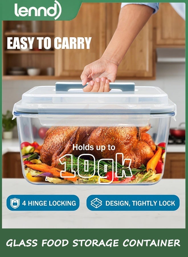 LENND Glass Food Storage Container with Airtight Locking Lid. Ideal Storing food, Vegetables, Fruits. Baking Casserole, Lasagna, Roasting Turkey, Chicken BPA Free Oven Safe - Image 1