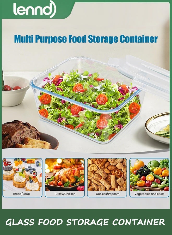 LENND Glass Food Storage Container with Airtight Locking Lid. Ideal Storing food, Vegetables, Fruits. Baking Casserole, Lasagna, Roasting Turkey, Chicken BPA Free Oven Safe - Image 2