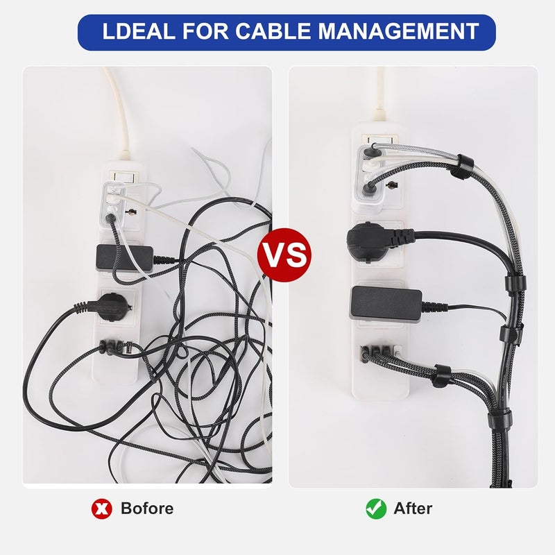 Nettbe Reusable Cable Ties, 60 PCS 8 Inches Adjustable Cord Straps Wire Organizer Cord Wrap and Hook Loop Cable Management - Image 4