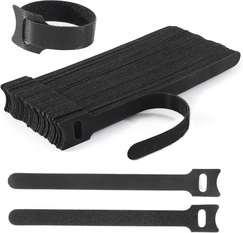 Nettbe Reusable Cable Ties, 60 PCS 8 Inches Adjustable Cord Straps Wire Organizer Cord Wrap and Hook Loop Cable Management - Image 1