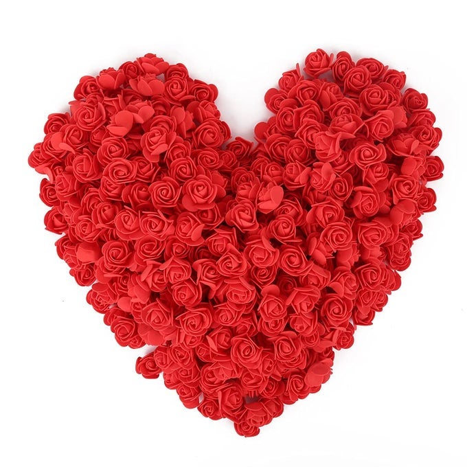 500PCS MINI FOAM ROSE HEADS RED FOAM FLOWER BULK FAKE ROSE FLOWER HEAD FOR DIY CRAFTS WEDDING BOUQUETS BABY SHOWER CENTERPIECES FLORAL ARRANGEMENTS PARTY TABLES HOME DECORATIONSRED