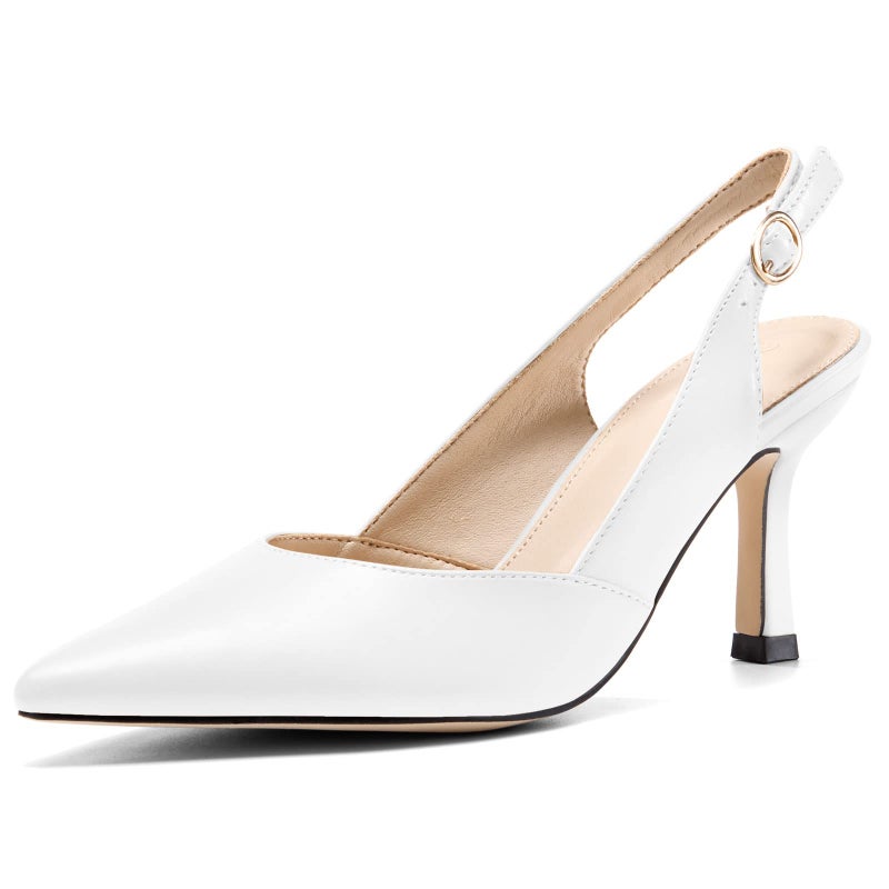 Rilista Women's Slingback Kitten Heels Closed Pointed Toe Backless Wedding Party Dress Pumps Shoes - Image 1