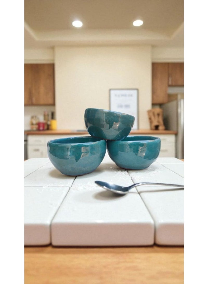 color zone pottery 3 Porcelain Sauce Bowls - Oven and Microwave Safe. Withstands direct and indirect heat, flame or oven. - Image 1