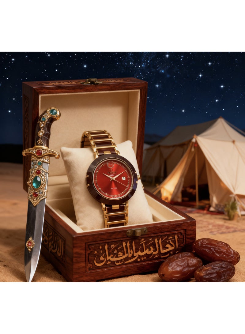 tr أمطار في الوقت المناسب ساعة رجالية ميكانيكية مزودة بتقويم، تتميز بمزيج من السيراميك والذهب الأحمر والفولاذ المقاوم للصدأ ومينا أحمر - Image 5