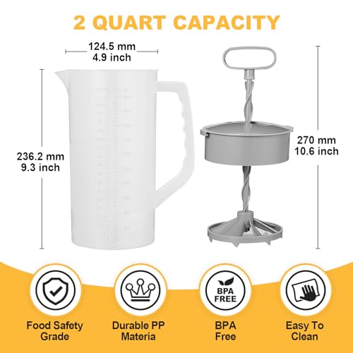 WLKSTS Mixing Pitcher for Drinks, 2 Quart/ 64oz Plastic Water Pitcher with Lid, Angled Plastic Blades and Adjustable Mixer Plunger for Juice, Powdered Milk, Beverage Container (One) - Image 2