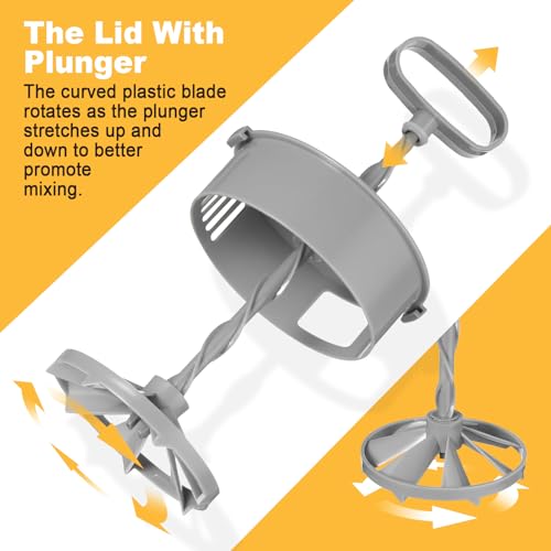 WLKSTS Mixing Pitcher for Drinks, 2 Quart/ 64oz Plastic Water Pitcher with Lid, Angled Plastic Blades and Adjustable Mixer Plunger for Juice, Powdered Milk, Beverage Container (One) - Image 4