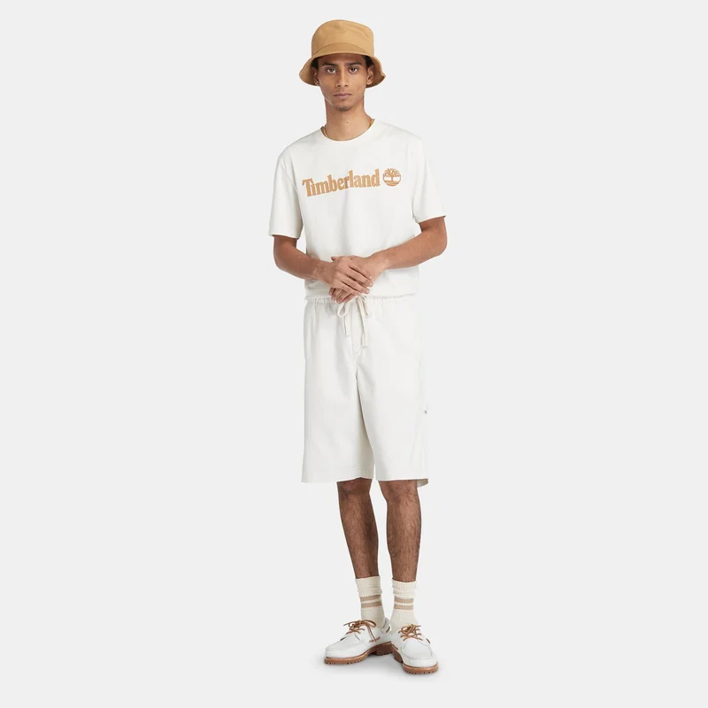 Timberland White Men's Linear Logo T-Shirt for Men | Best Price UAE