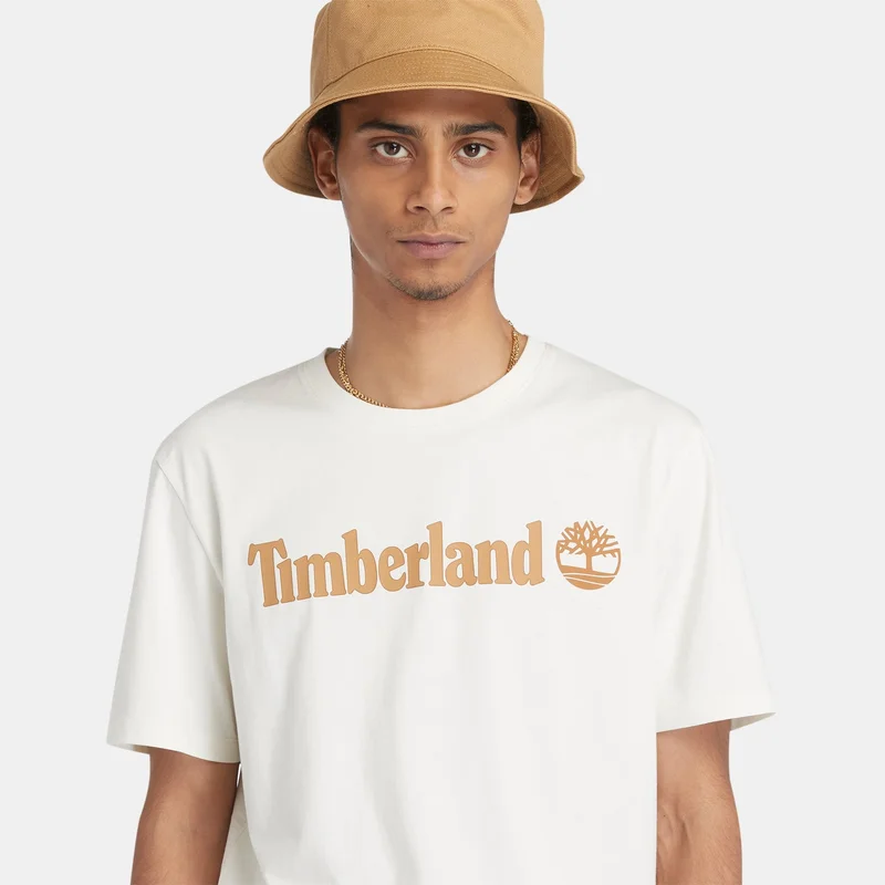Timberland White Men's Linear Logo T-Shirt for Men | Best Price UAE