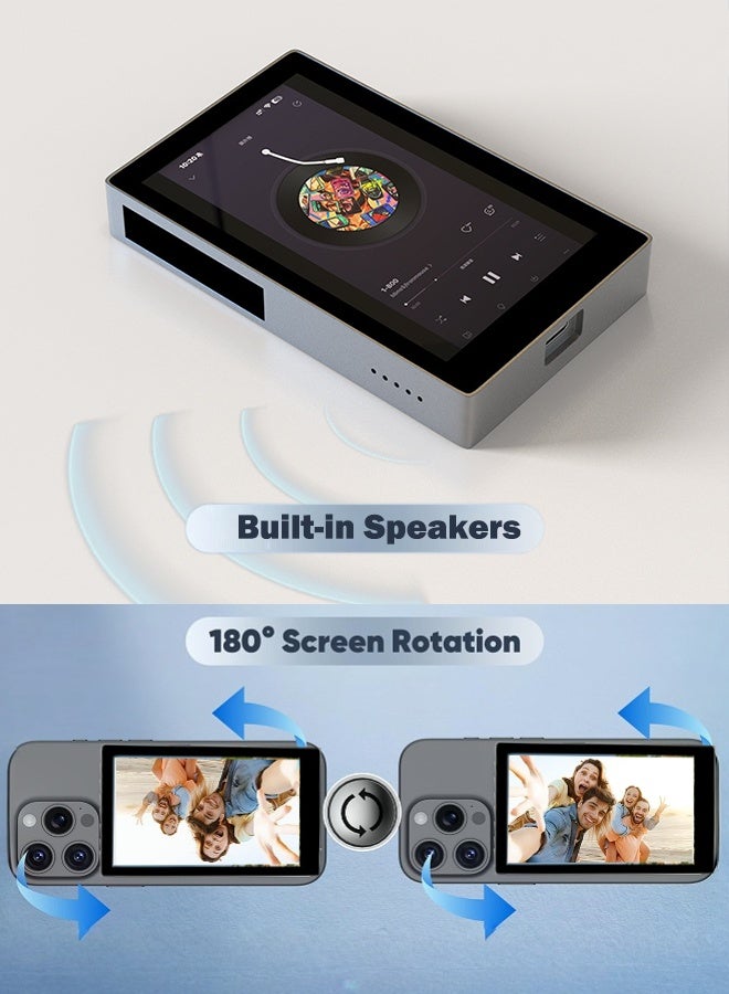 ملقط شاشة سيلفي لاسلكية مدمج بها سماعة | بطارية 2000 مللي أمبير ضخمة | شاشة عالية الدقة فائقة الوضوح | اتصال مزدوج واي فاي/بلوتوث، حامل مغناطيسي وريموت تحكم لتيك توك ويوتيوب - Image 5