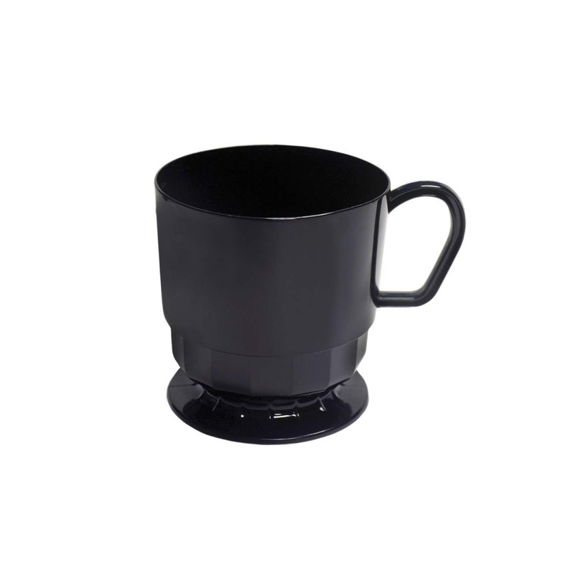 Party Essentials 8-Ounce Hard Plastic Coffee Cup/Tea Mug with Handle  20-Count  Deluxe Black - Image 1