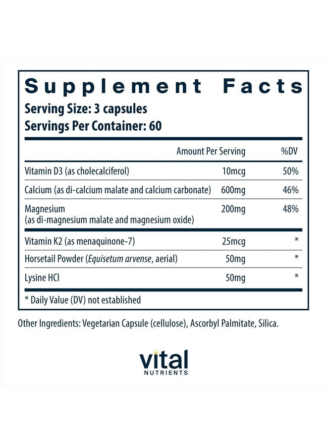Vital Nutrients أوستيو-نيوترينتس | فيتامين K2-7، فيتامين D، الكالسيوم والمغنيسيوم لدعم العظام* | مكمل نباتي | خالي من الجلوتين، الألبان وفول الصويا | 180 كبسولة - Image 2