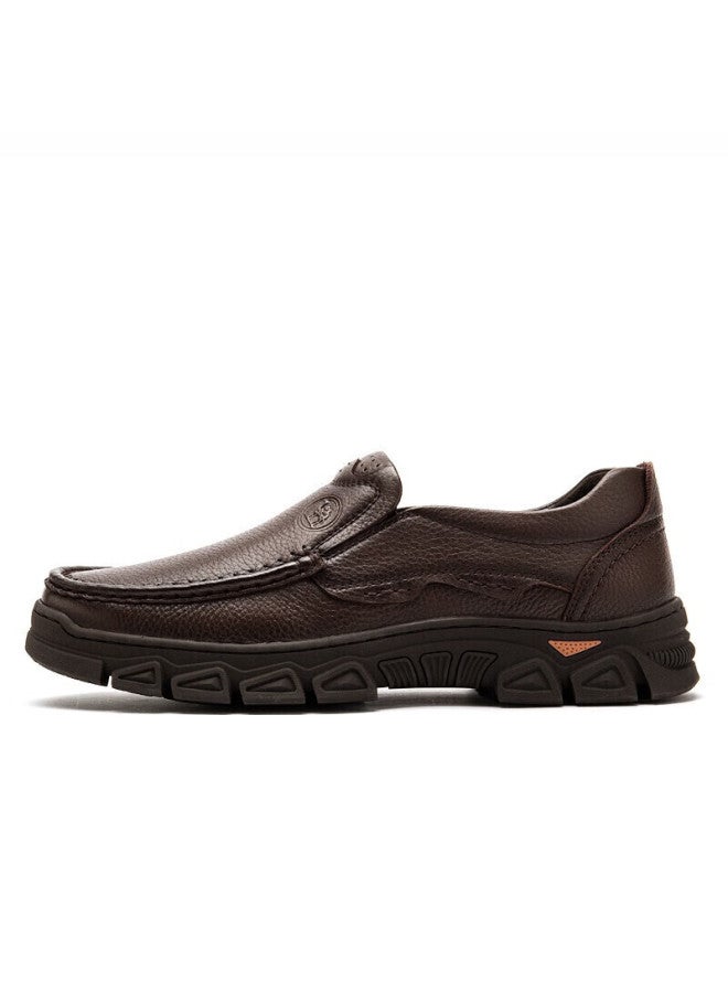 CAMELJEANS Luotuo Brand Casual Leather Shoes For Men, Slip-on Versatile Genuine Leather Business Shoes, Soft-soled Loafers, W032211320, Brown, Size 42 - Image 1