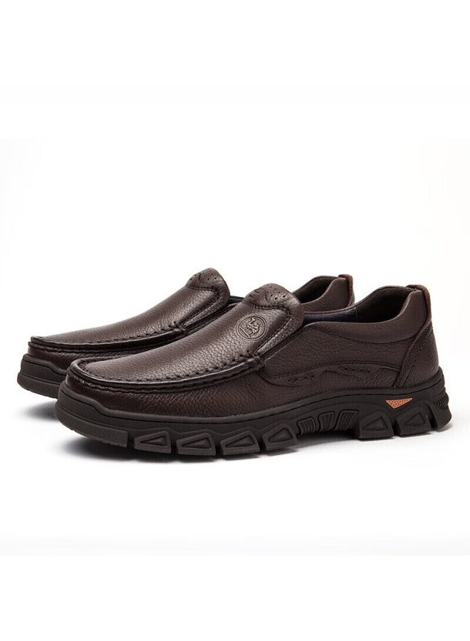 CAMELJEANS Luotuo Brand Casual Leather Shoes For Men, Slip-on Versatile Genuine Leather Business Shoes, Soft-soled Loafers, W032211320, Brown, Size 42 - Image 4