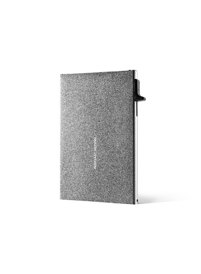 Mark Ryden MR23 Black Metal Card Holder, Slim Aluminum Alloy Pop-Up Wallet, RFID Blocking, Lightweight 0.05 kg, Anti-Drop Design, Quick Card Access, Holds Up to 6 Cards – Black or Silver - Image 1