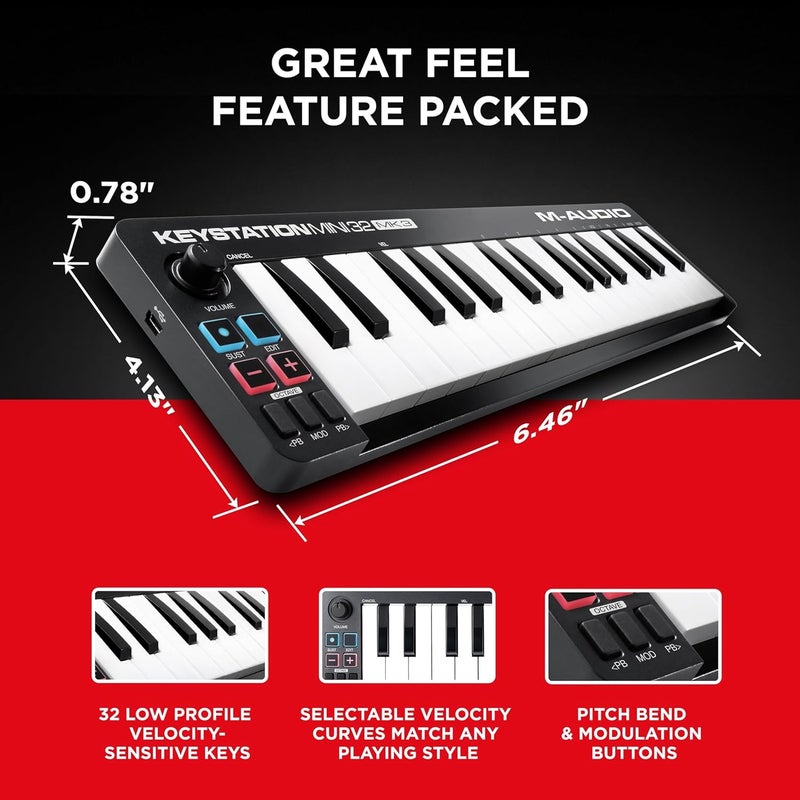 M-Audio كيبورد MIDI محمول فائق الصغر Keystation Mini 32 MK3. - Image 2