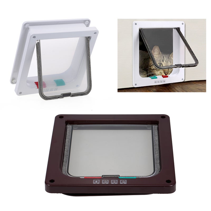 Cat Door Pet Entry Safe Ferromagnetic Pet Flap Door 4 Ways Locking Automatically Close for Kitty Small Dogs - Image 3