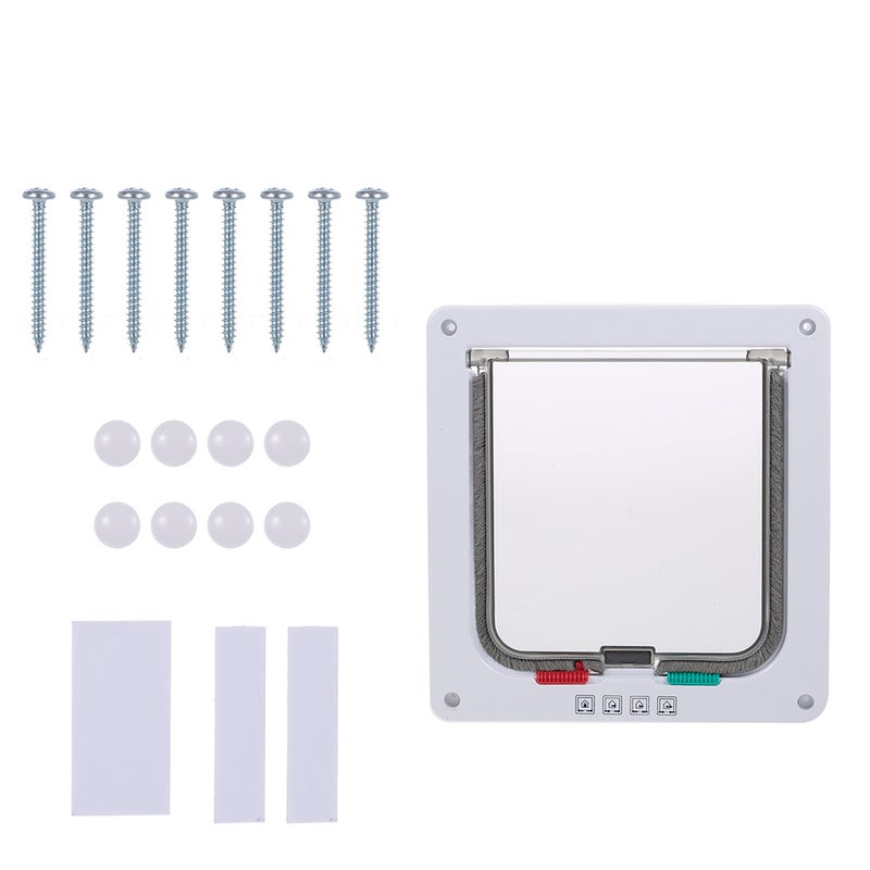 Cat Door Pet Entry Safe Ferromagnetic Pet Flap Door 4 Ways Locking Automatically Close for Kitty Small Dogs - Image 1