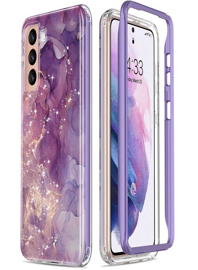 Esdot for Samsung Galaxy S21 Plus Case,Military Grade Passing 21ft Drop Test,Rugged Cover with Fashionable Designs for Women Girls,Protective Phone Case for Galaxy S21 Plus 6.7" Glitter Purple Marble - Image 1
