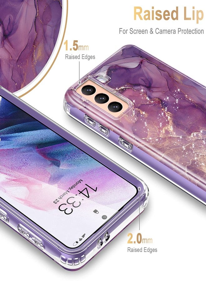 Esdot for Samsung Galaxy S21 Plus Case,Military Grade Passing 21ft Drop Test,Rugged Cover with Fashionable Designs for Women Girls,Protective Phone Case for Galaxy S21 Plus 6.7" Glitter Purple Marble - Image 4