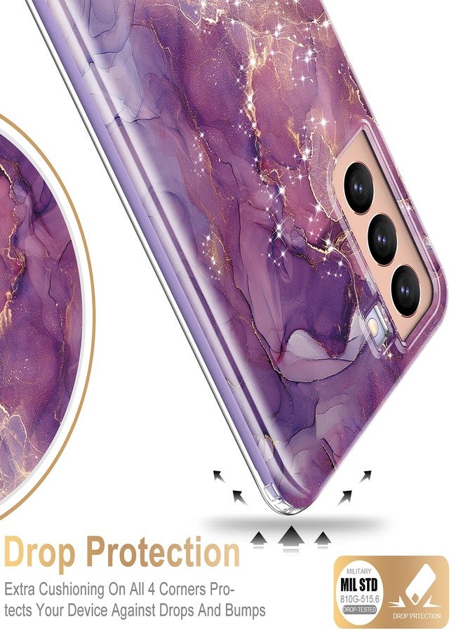 Esdot for Samsung Galaxy S21 Plus Case,Military Grade Passing 21ft Drop Test,Rugged Cover with Fashionable Designs for Women Girls,Protective Phone Case for Galaxy S21 Plus 6.7" Glitter Purple Marble - Image 5