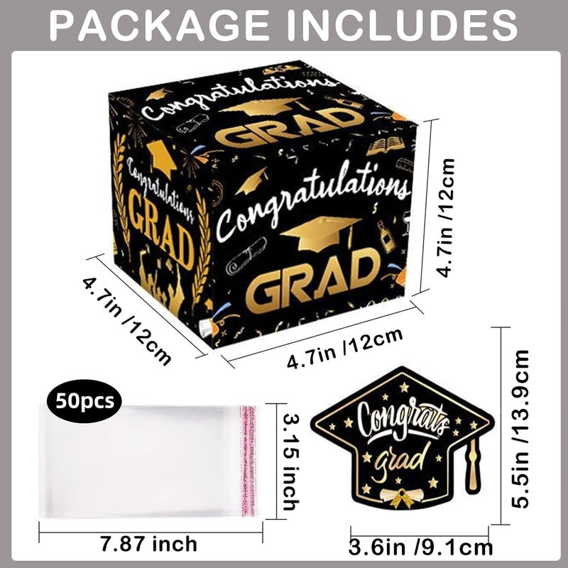 Mienocol Graduation Party Money Box, Black/Gold, 4.7x4.7 inches, Cardboard, Surprise Cash Gift for Boys & Girls Graduation - Image 2