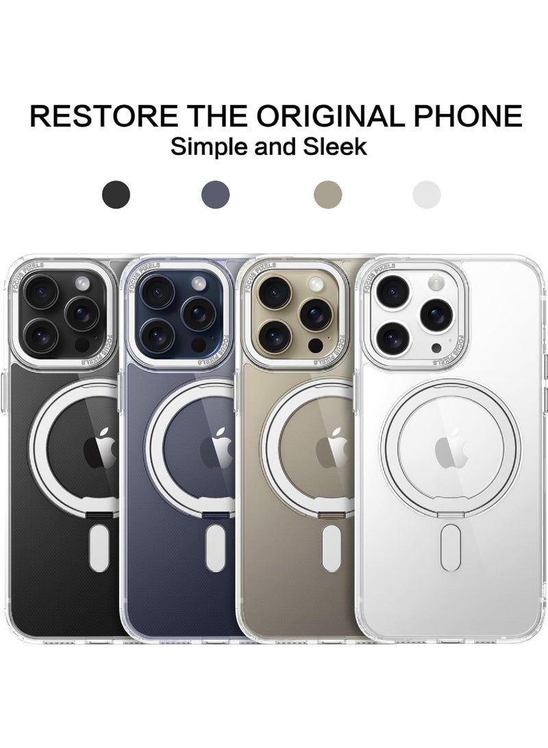 كابتن تيك حافظة لهاتف iPhone 15 Pro 【حامل حلقي 360 درجة】 【متوافق مع Magsafe】 حافظة هاتف عسكرية مقاومة للسقوط مغناطيسية غير صفراء 15 Pro للرجال والنساء - سلسلة سهلة الاسترخاء - Image 2