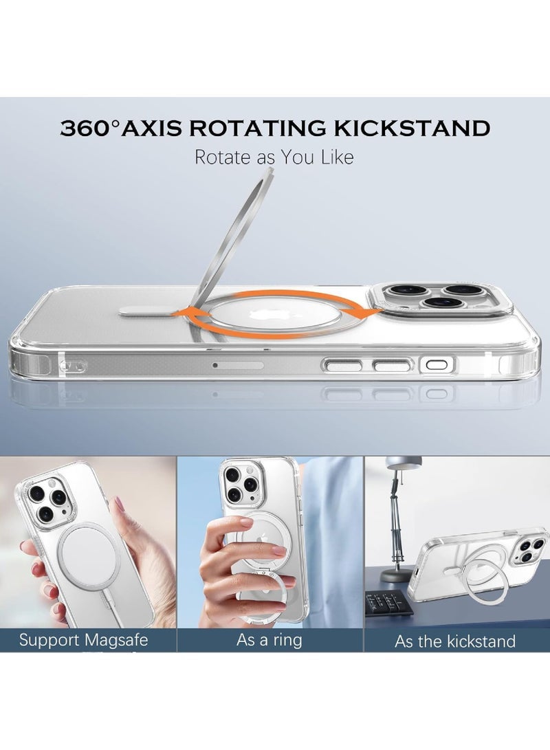 كابتن تيك حافظة لهاتف iPhone 15 Pro 【حامل حلقي 360 درجة】 【متوافق مع Magsafe】 حافظة هاتف عسكرية مقاومة للسقوط مغناطيسية غير صفراء 15 Pro للرجال والنساء - سلسلة سهلة الاسترخاء - Image 5