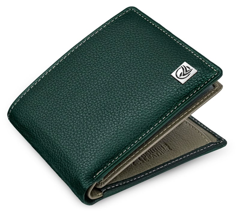 ANTONIO VALERIA Noah Green/Grey Leather Wallet for Men - Image 2