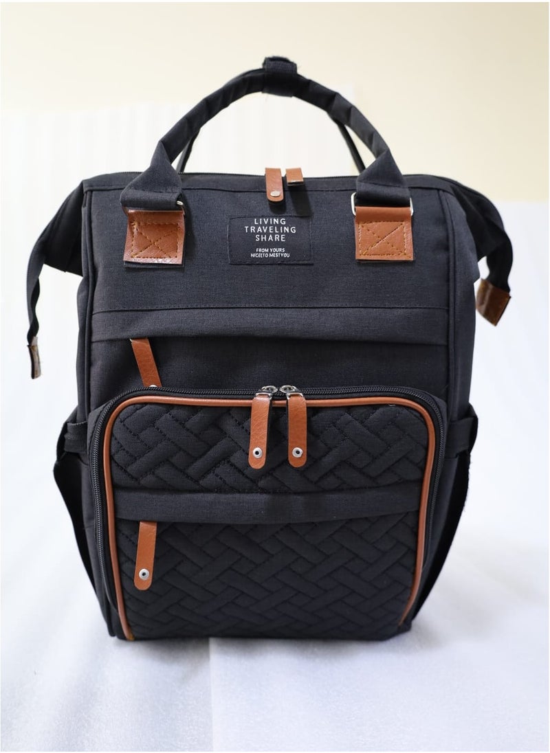 Generic Baby diaper bag, waterproof, suitable for carrying all baby items, with an attractive design and high quality (Black)  - Image 1