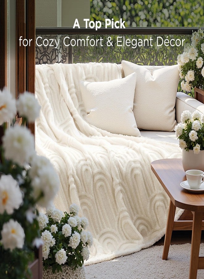 Bedsure GentleSoft Fleece Throw Blanket for Women - Super Soft & Cozy, Fluffy Blankets for Girls, Ideal for Couch & Bed, White, 50x70 Inches - Image 2
