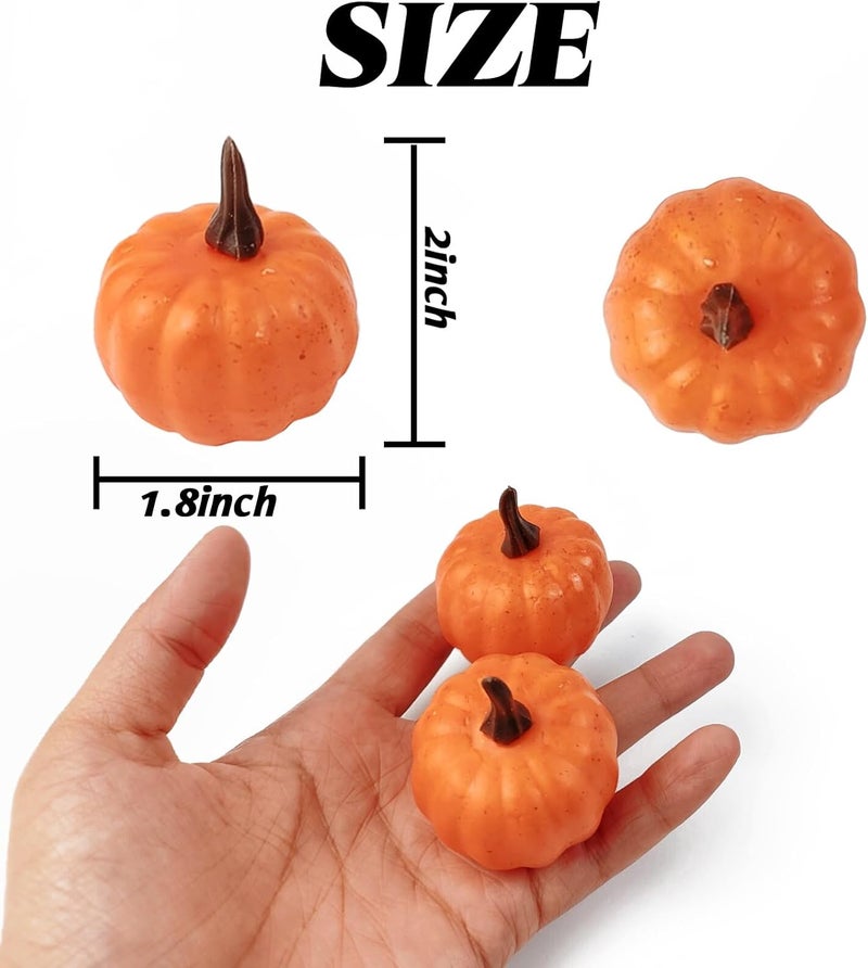 ROYHOO 20PCS Mini Artificial Pumpkins, Fall Harvest Simulation Pumpkins Decor Fake Fruit Home Decor for Halloween Thanksgiving Party Decorations (Orange) - Image 2